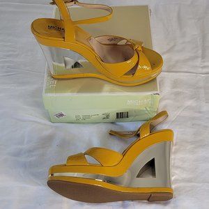 Michael Kors "Channing Quarter" Platform Wedge Donut Sandals - Yellow/Marigold